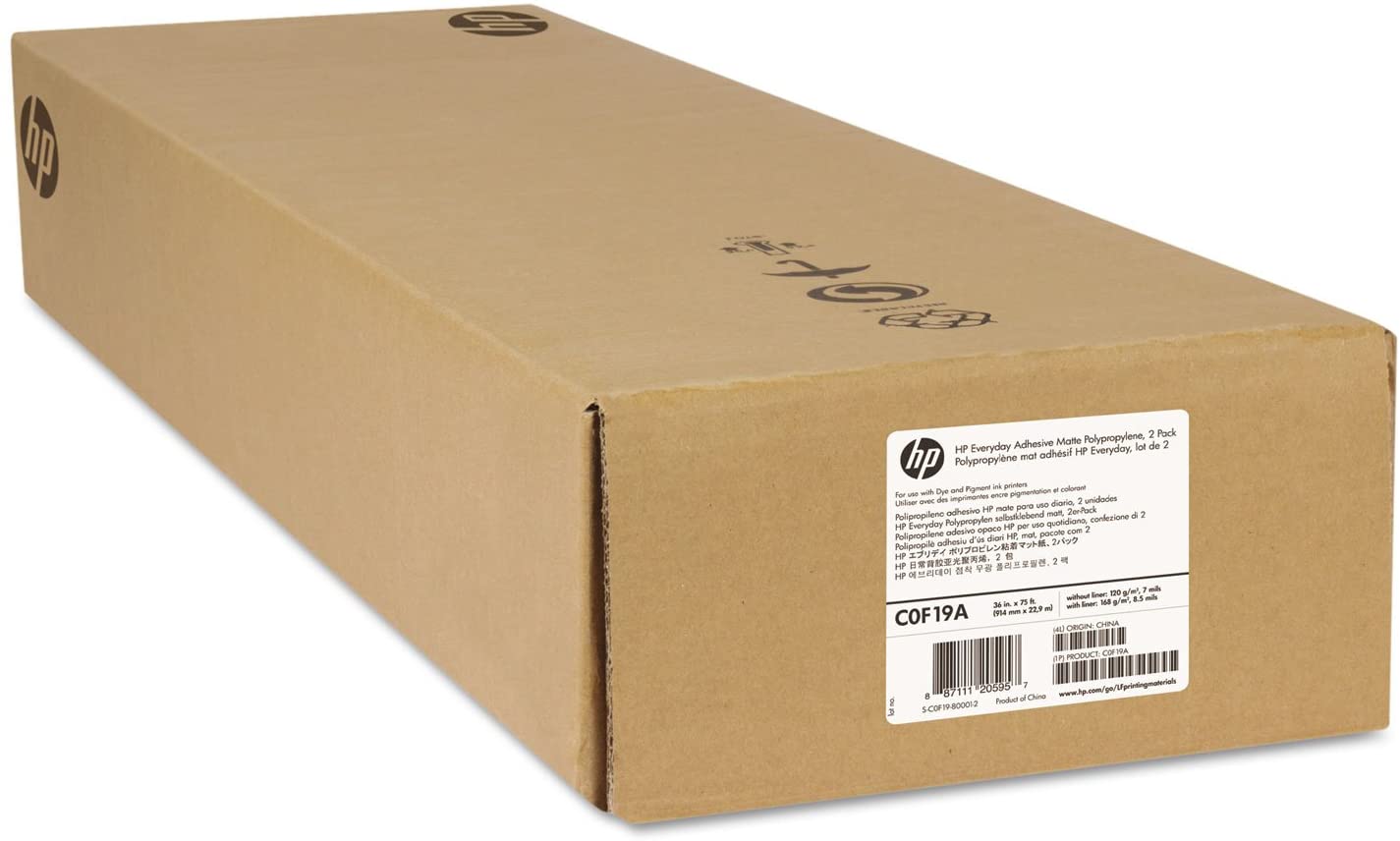 HP 914/22,9/2-pack Everyday Adhesive Matte Polypropylene, 914mmx22,9m, 36", 2-pack, C0F19A, 130 g/m2, papír, matný, biela, pro inko